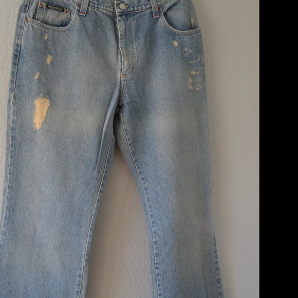 DKNY DISTRESSED RED STITCHING VINTAGE RARE MEN'S JEANS. SIZE 38/32 - Picture 5 of 11